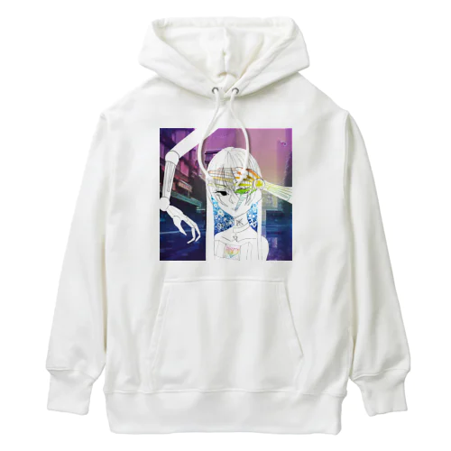 おててメカとビルと女の子パーカー Heavyweight Hoodie