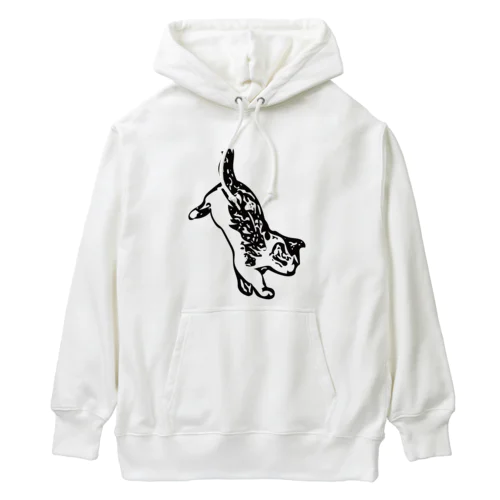 逆立ちネコ パーカー(白) Heavyweight Hoodie