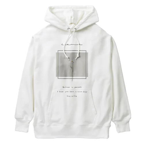 white grayish peach tea × white flower Heavyweight Hoodie