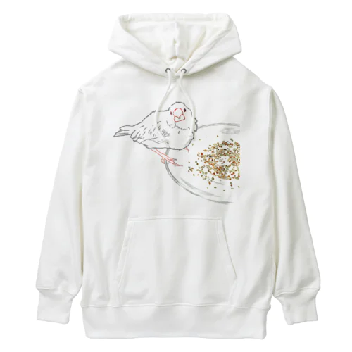 もぐもぐ文鳥さん 線画 Heavyweight Hoodie