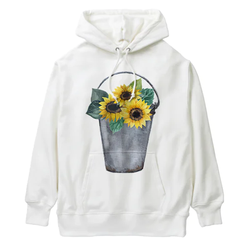 Watering bucket and sunflowers  じょうろ と ひまわり Heavyweight Hoodie