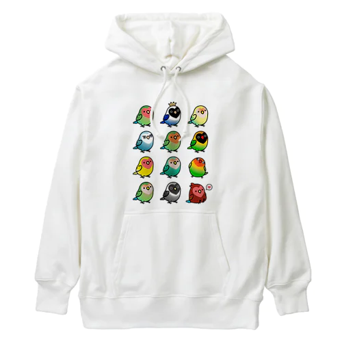 ラブバード大集合　（コザクラインコ＆ボタンインコ）  Heavyweight Hoodie