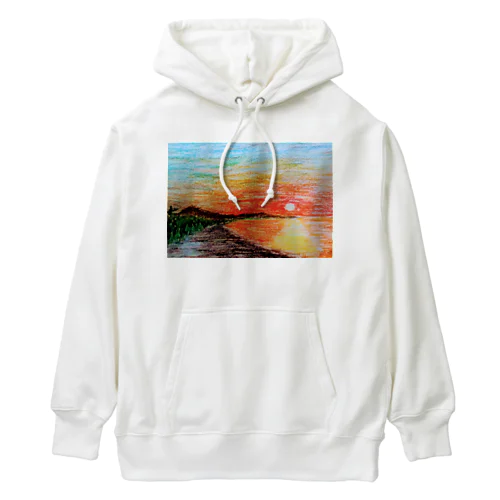 海岸線の夕日 Heavyweight Hoodie