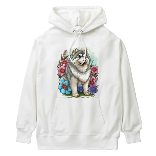 花アラスカの子犬。 愛犬家のためのキュートなデザイン。 Heavyweight Hoodie