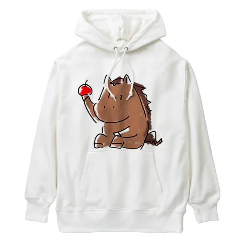 (両面)体育座りするお馬パーカー(厚手)アナ５３ Heavyweight Hoodie