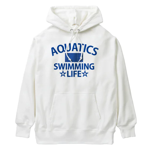 水泳競技・競泳・スイミング・アクアティクス・青・SWIMMING・すいえい・グッズ・フリーリレー・Tシャツ・スポーツ・男子・女子・かっこいい・かわいい・プール・自由形・平泳ぎ・背泳ぎ・バタフライ ヘビーウェイトパーカー