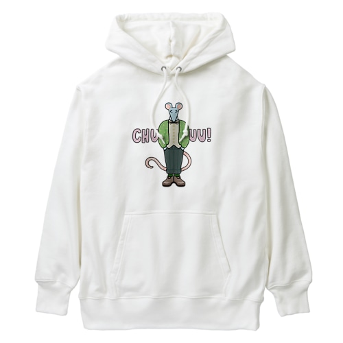 ノッポなみずいろのねずみ（服を着ている） Heavyweight Hoodie