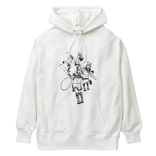 猫のソフトボールプレイヤー　ヒット！ Heavyweight Hoodie