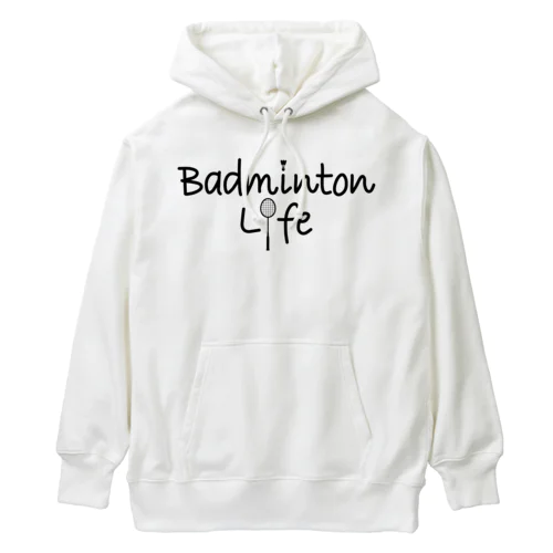 バドミントン・Badminton・文字・おしゃれ・スポーツライフ・ラリー・デザイン・Tシャツ・スポーツ・かっこいい・かわいい・女子・男子・羽球・シャトル・スマッシュ・ラケット・プレーヤー・選手 Heavyweight Hoodie