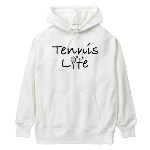 テニス・TENNIS・ライフ・筆記文字・アイテム・デザイン・ラケット・ガット・イラスト・スポーツ・Tシャツ・サーブ・男子・女子・かっこいい・かわいい・選手・画像・ボール・王子・応援 ヘビーウェイトパーカー