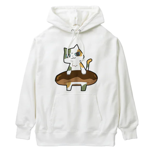 ドーナツをゲットしてご満悦の猫 Heavyweight Hoodie