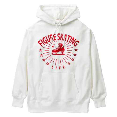 フィギュアスケート・赤・星・figure skating・グッズ・デザイン・フィギアスケート・#Tシャツ・ステップ・スピン・ジャンプ・スケート靴イラスト・技・男子・女子・かっこいい・かわいい・アイスダンス Heavyweight Hoodie