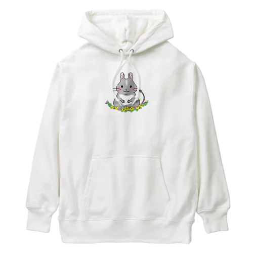 お花とブルーパイドのデグー Heavyweight Hoodie