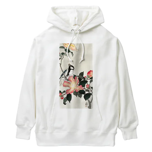 小原古邨　椿に四十雀  Ohara Koson / Great tit on branch with pink flowers  Heavyweight Hoodie