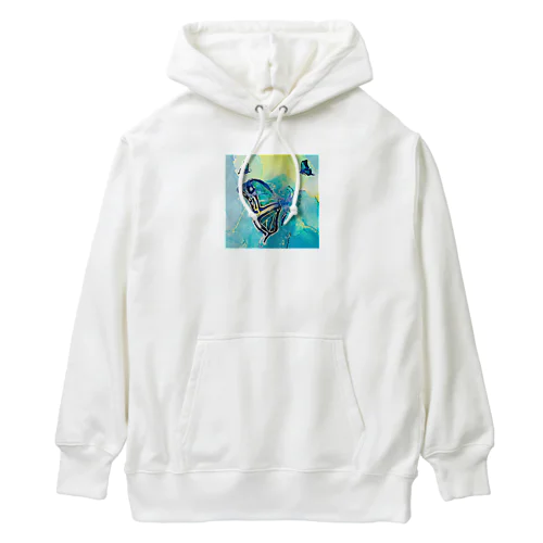 butterfly×Blue green Heavyweight Hoodie