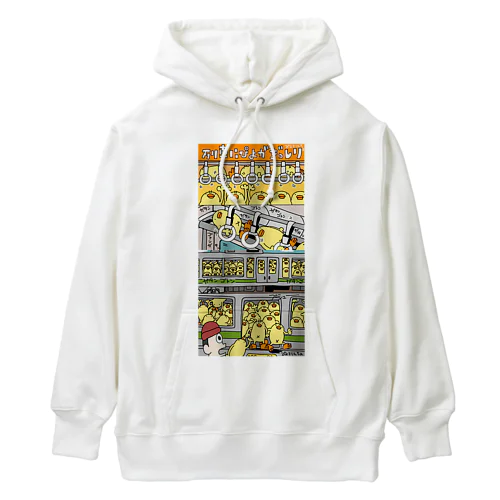 ひよこ人間ぴよぎっしり電車Tシャツ Heavyweight Hoodie