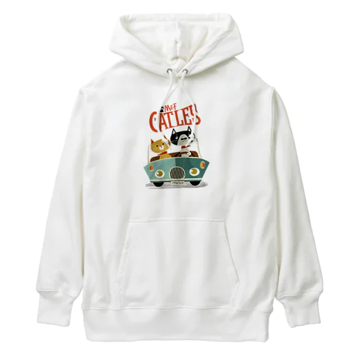 CATLES CAR DRIVE ハチワレ猫とキジトラ猫のドライブ Heavyweight Hoodie