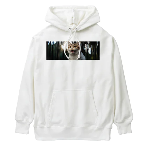 森の中で子猫がニャーン♪ Heavyweight Hoodie