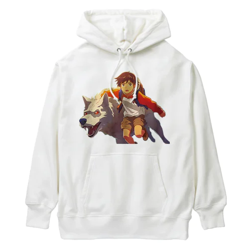 少年とオオカミの追跡 Heavyweight Hoodie