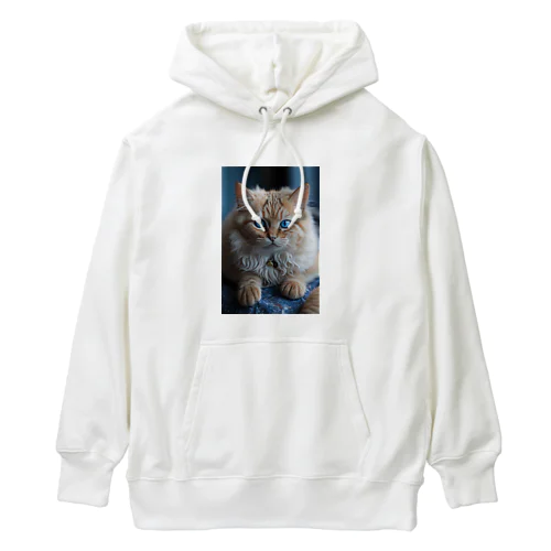 大きな青い目をした愛らしい猫グッズ Heavyweight Hoodie