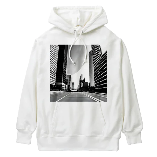 都市の鼓動：白黒で描くアーバンスケープ Heavyweight Hoodie