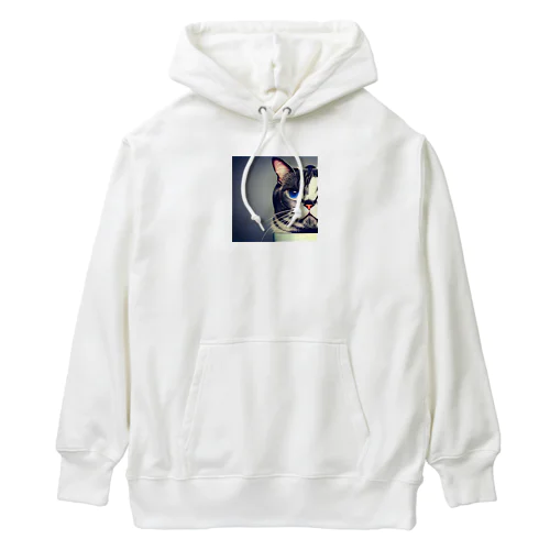 ふてぶてしく見つめるぽっちゃり猫 Heavyweight Hoodie