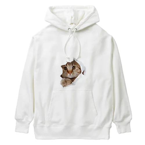 White Free Cute Funny Cat T-shirt Heavyweight Hoodie