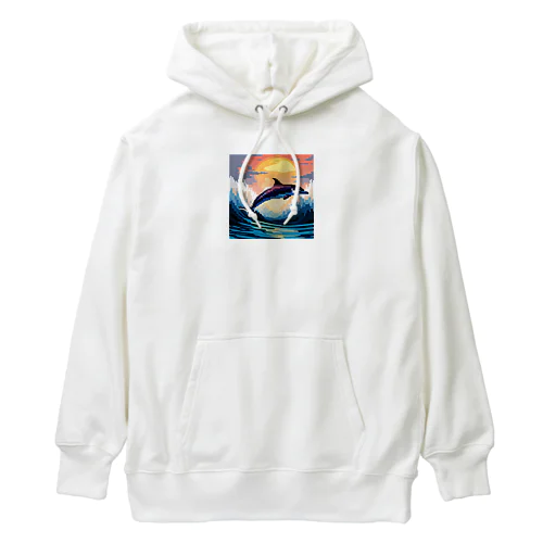 ピクセルアート　ドルフィン Heavyweight Hoodie