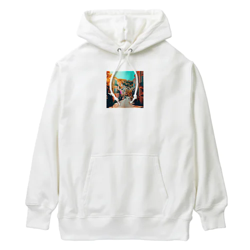 南仏の街並み、夏、明るく美しい、映画のような風景グッズ Heavyweight Hoodie