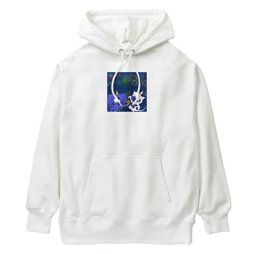 花火の夜の牛くんとゾウさん Heavyweight Hoodie