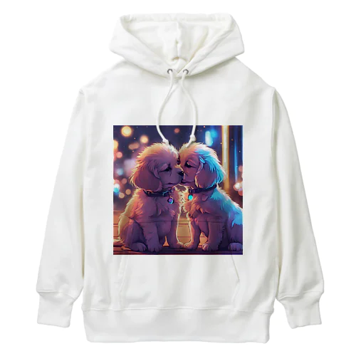 キュートな子犬同士のキス Heavyweight Hoodie