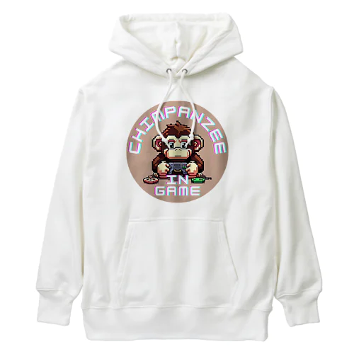 ドット絵のゲーム中のチンパンジー Heavyweight Hoodie