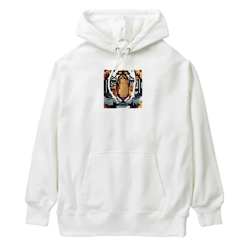 ドット絵で描かれた虎のアップ画像のプレミアムグッズ Heavyweight Hoodie