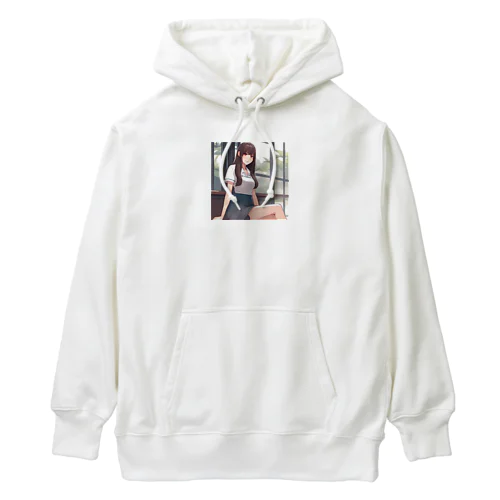 ロングヘアのかわいい女性のグッズ Heavyweight Hoodie