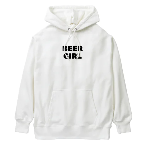 ビールガール_黒字(透過) Heavyweight Hoodie