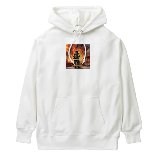 火災現場の勇敢な消防士のグッズ Heavyweight Hoodie