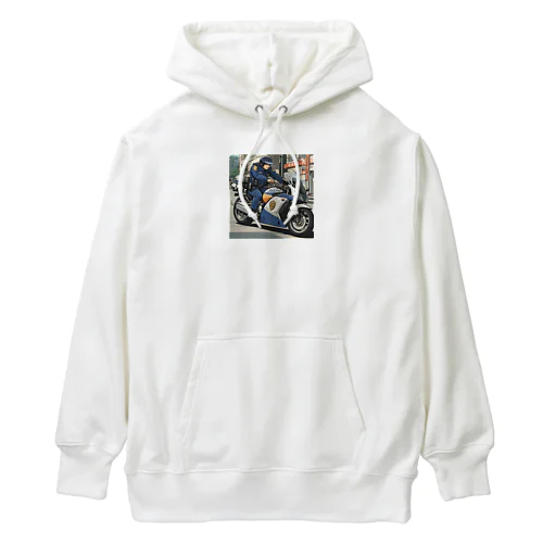 市民の安全を守る白バイ隊員 Heavyweight Hoodie