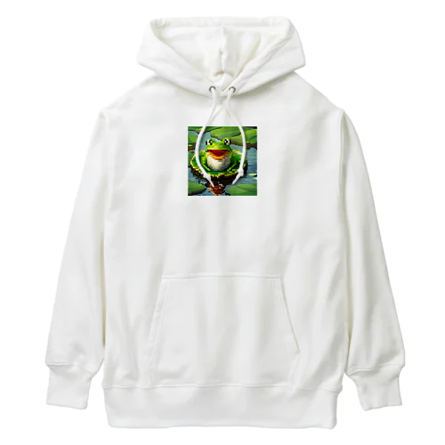 元気なカエル　ピクセルアート Heavyweight Hoodie