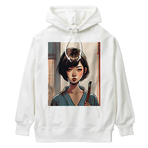 おかっぱ頭のミステリアスな女性画家 Heavyweight Hoodie