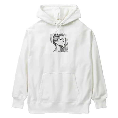 髪をかき上げる女性アートグッズ Heavyweight Hoodie