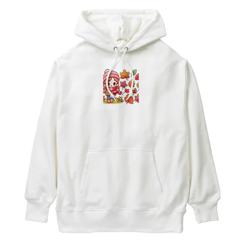 落ち葉の可愛いイラスト Heavyweight Hoodie