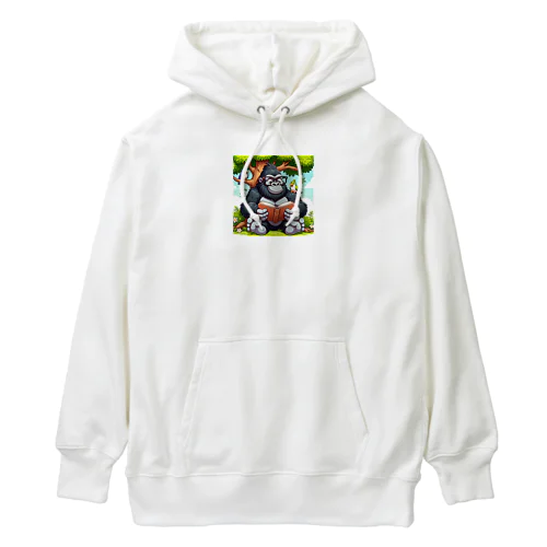 読書をするゴリラ Heavyweight Hoodie