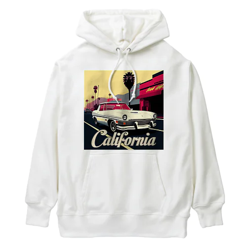 カリフォルニアの白い車 ヘビーウェイトパーカー