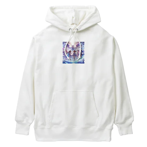 白き翼、黒き翼。その手に抱くは愛しの君! Heavyweight Hoodie