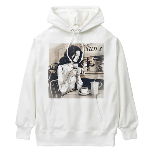 コーヒーを飲む女性 Heavyweight Hoodie