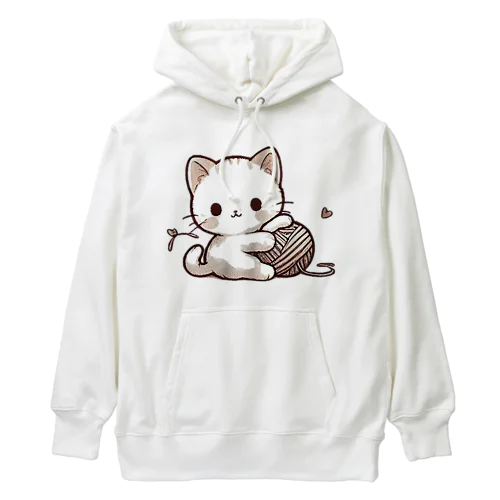 ふわふわ白猫の癒しグッズ Heavyweight Hoodie