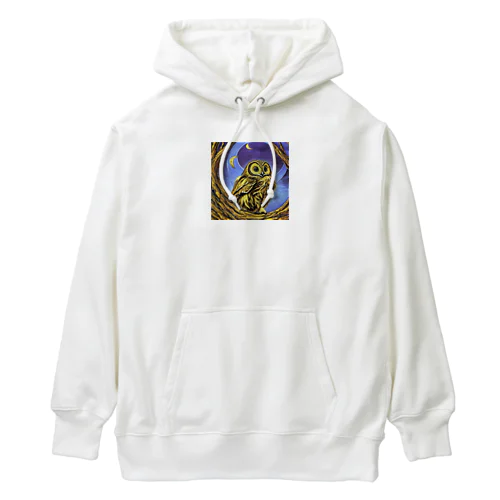 福を運ぶ金のフクロウ Heavyweight Hoodie