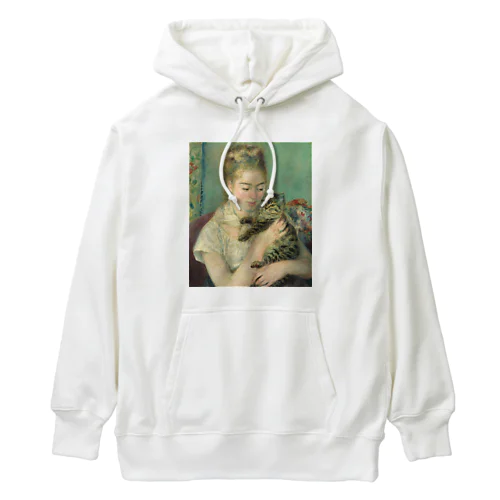 ルノワール「猫を抱く女性」　ピエール＝オーギュスト・ルノワールの絵画【名画】 Heavyweight Hoodie