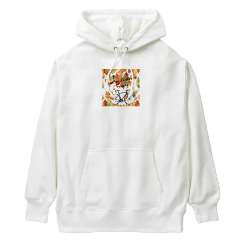 色鮮やかな水彩画の紅葉とロードバイク Heavyweight Hoodie