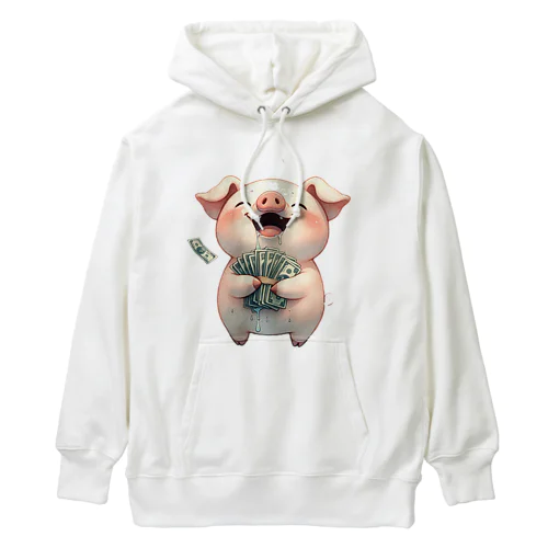 資本主義の豚「お金大好き」 Heavyweight Hoodie